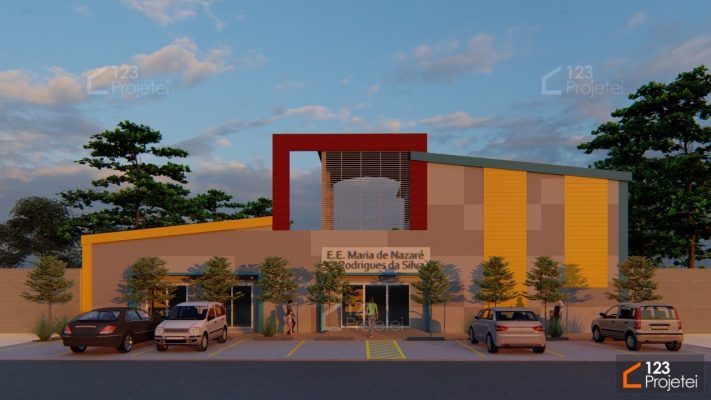 Projeto e Fachada Renderizada para uma Escola